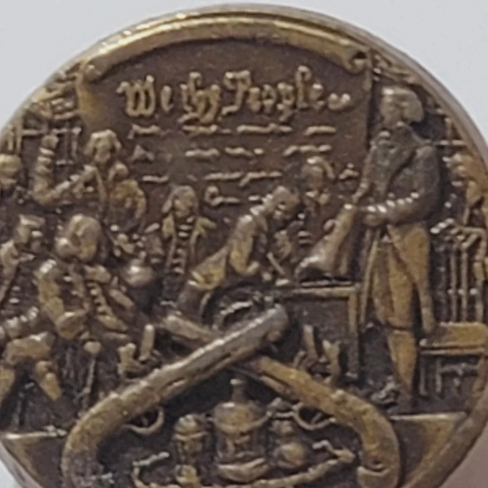 Vintage NRA We The People Constitution Signing Brass Tone Lapel Tie Pin Tack